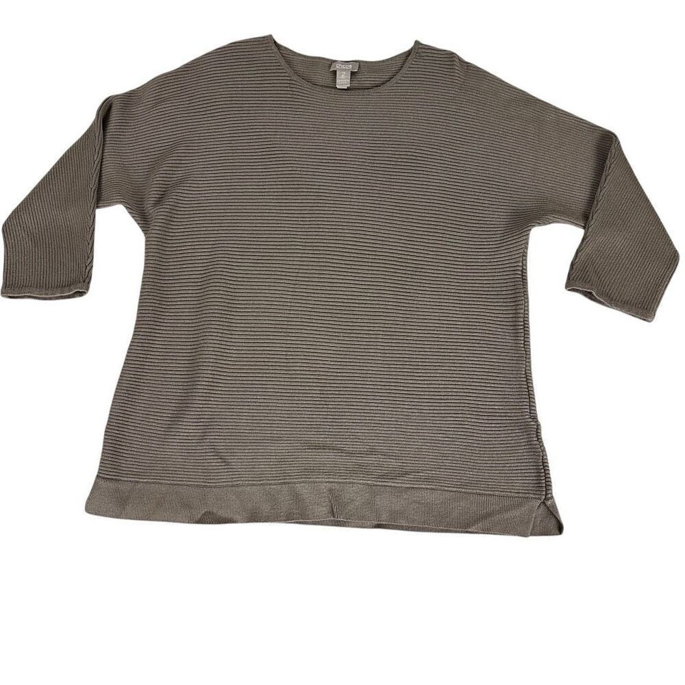 Chico's Ribbed Knit Dolman Sweater size Large Taupe